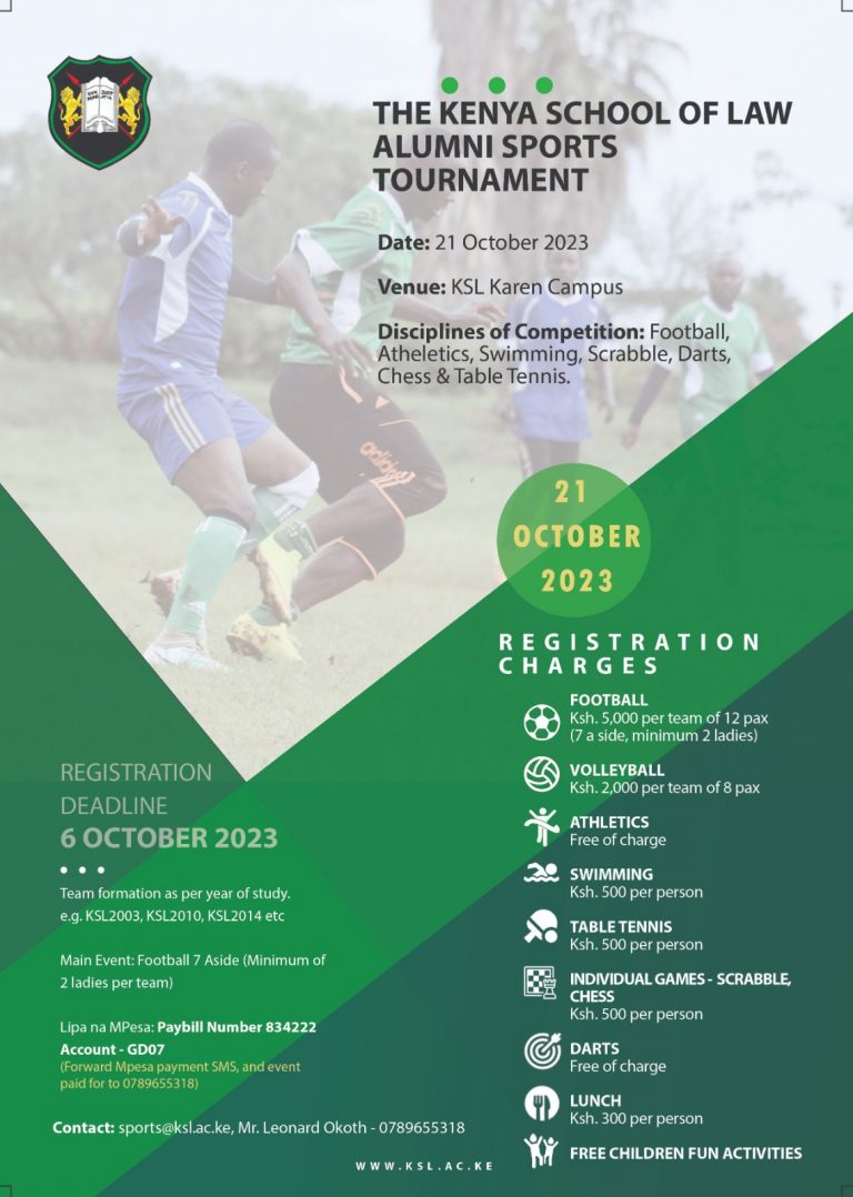 THE KENYA SCHOOL OF LAW ALUMNI SPORTS TOURNAMENT- 2023