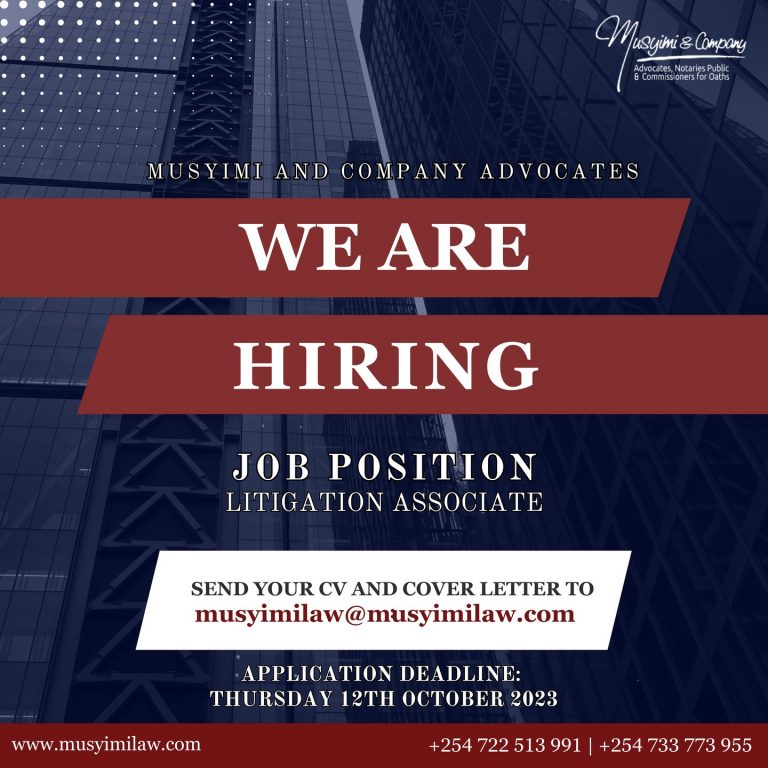 Litigation Associate- Musyimi and Company Advocates