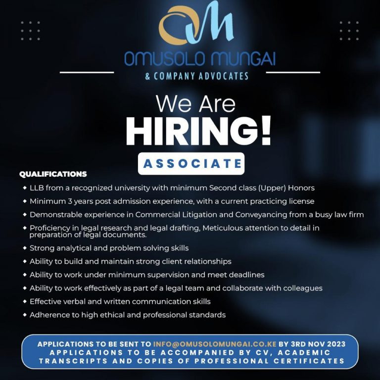 Associate at Omusolo Mungai & Company Advocates