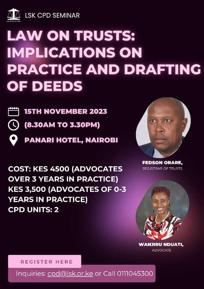 LAW ON TRUSTS: IMPLICATIONS ON PRACTICE AND DRAFTING OF DEEDS