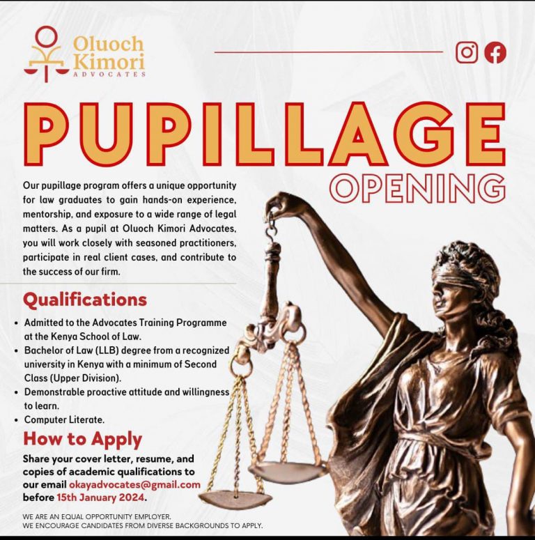 Oluoch Kimori Advocates 2024 Pupillage Program