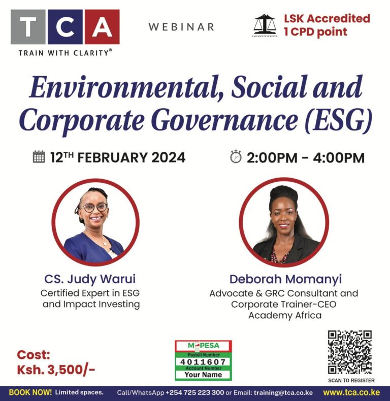 Environmental, Social and Corporate Governance