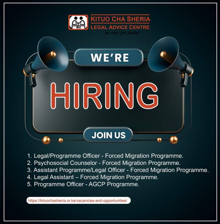 Kituo Cha Sheira is Hiring a Legal/Programme Officer